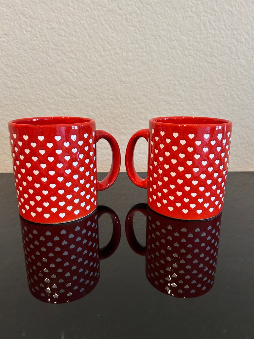 Waechtersbach Red Heart Pattern Ceramic Mug - Set of 2